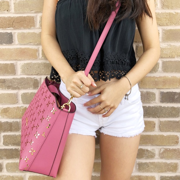 Michael Kors Portia Large perforated Satchel Pink - Picture 3 of 8